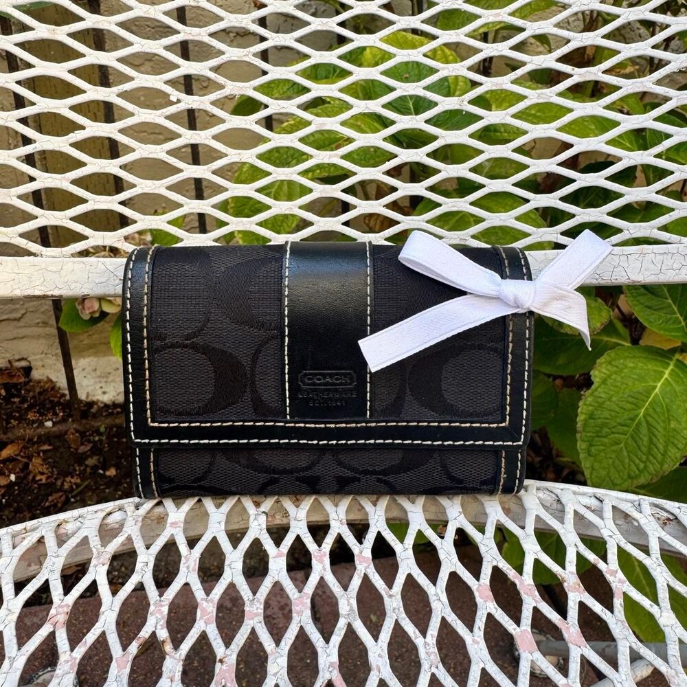 Black Coach Monogramed Wallet with Keyring